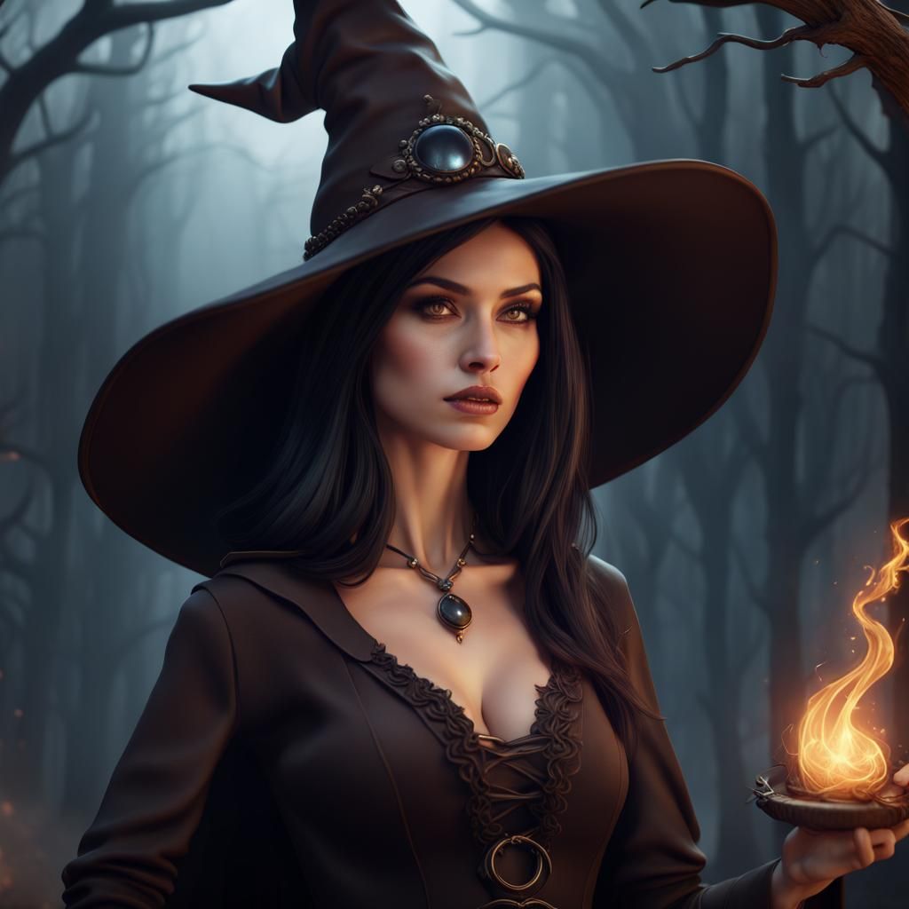Elegant Witch in Detailed Fantasy Concept Art