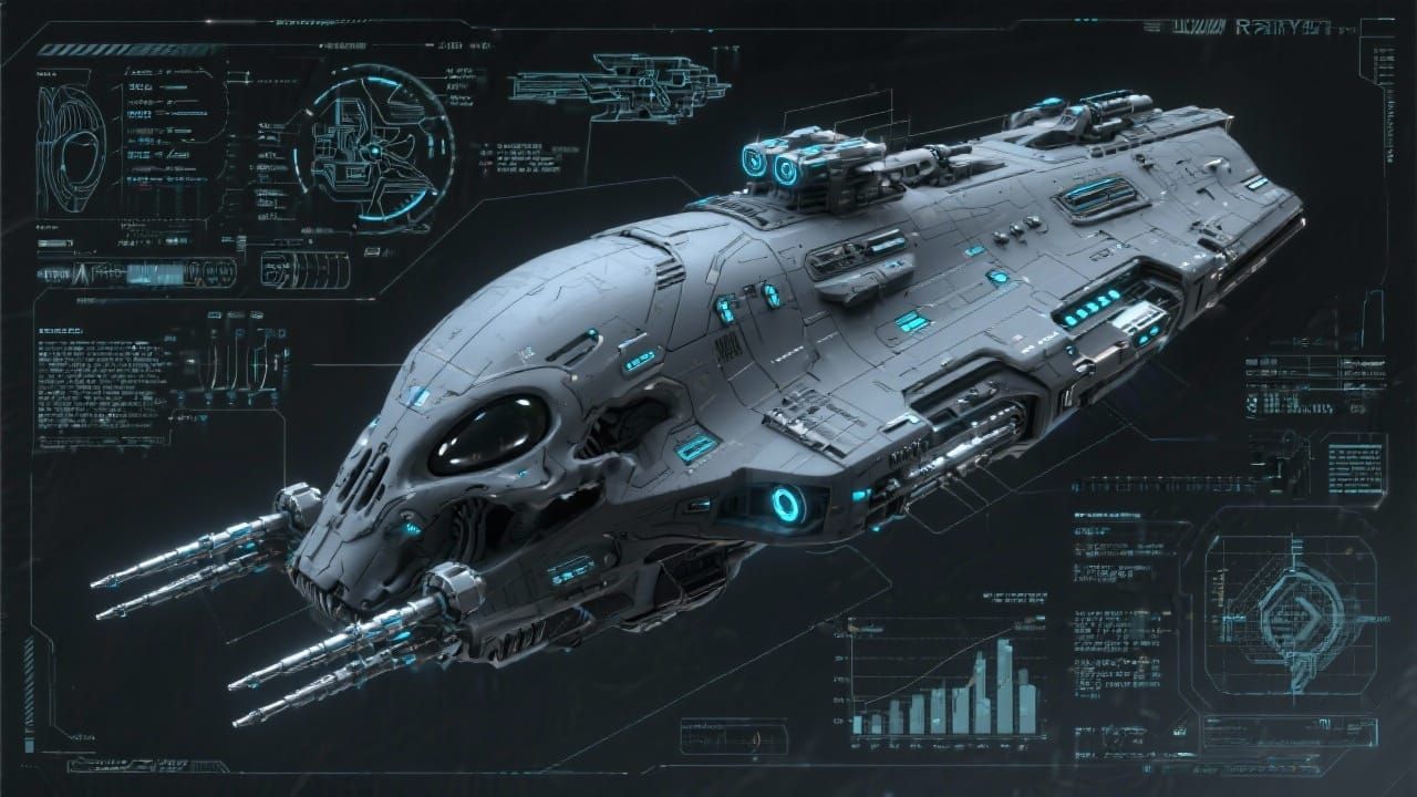 Alien Skull Spaceship Technical Diagram