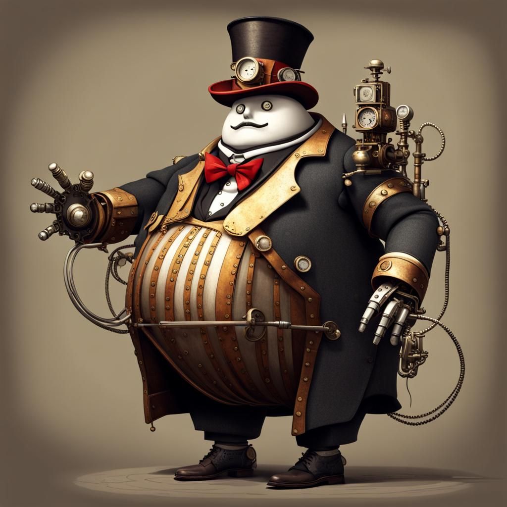 Steampunk Robot Ringmaster in 1800s Circus