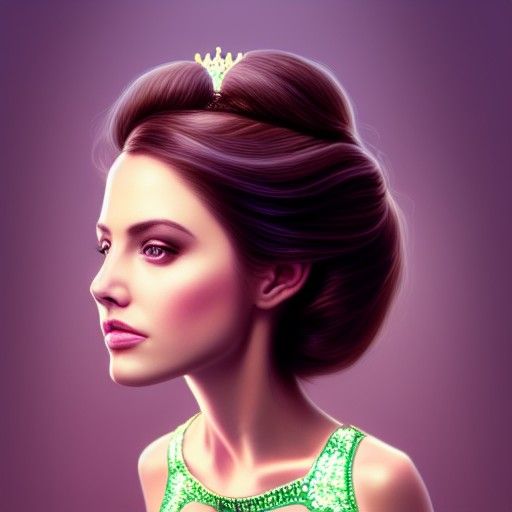 Elegant Brunette Princess Portrait in Detailed Digital Art