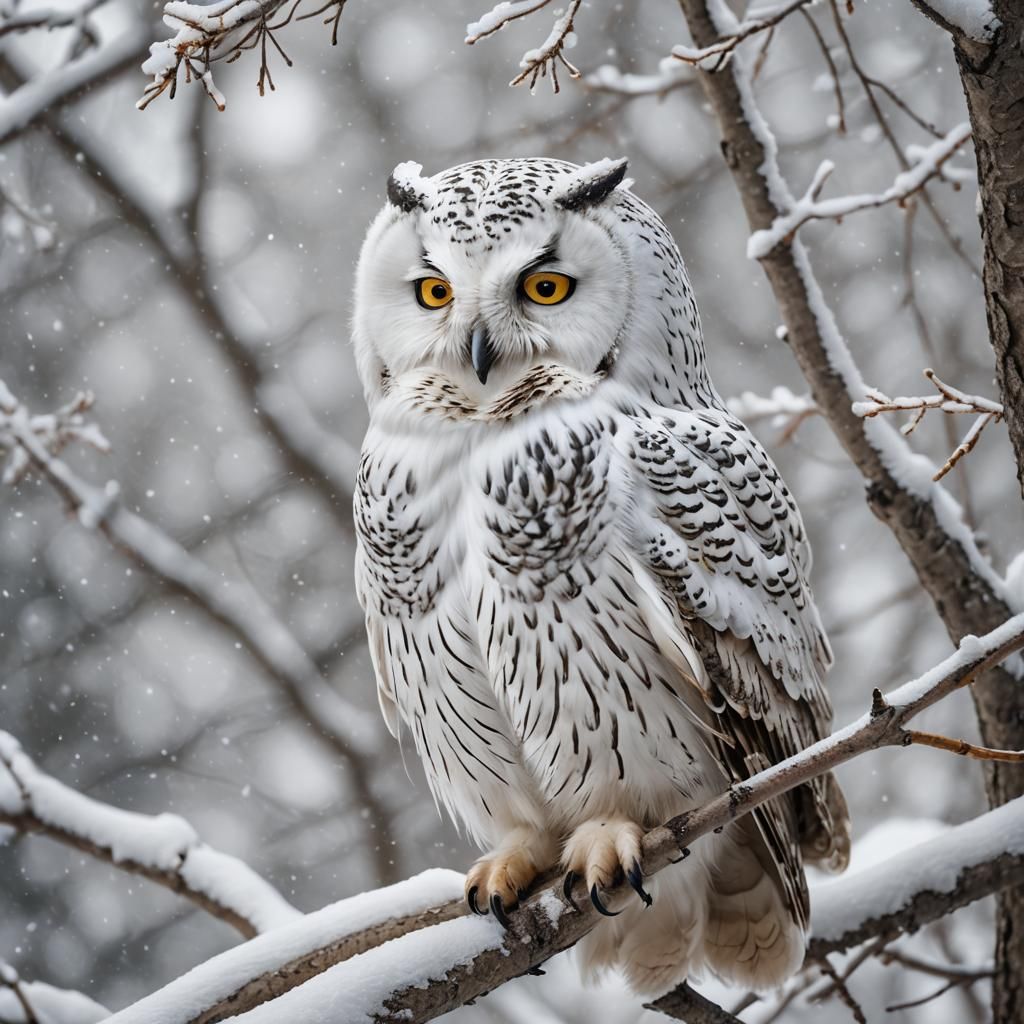 White Owl in Snowy Siberia: Wildlife Photography