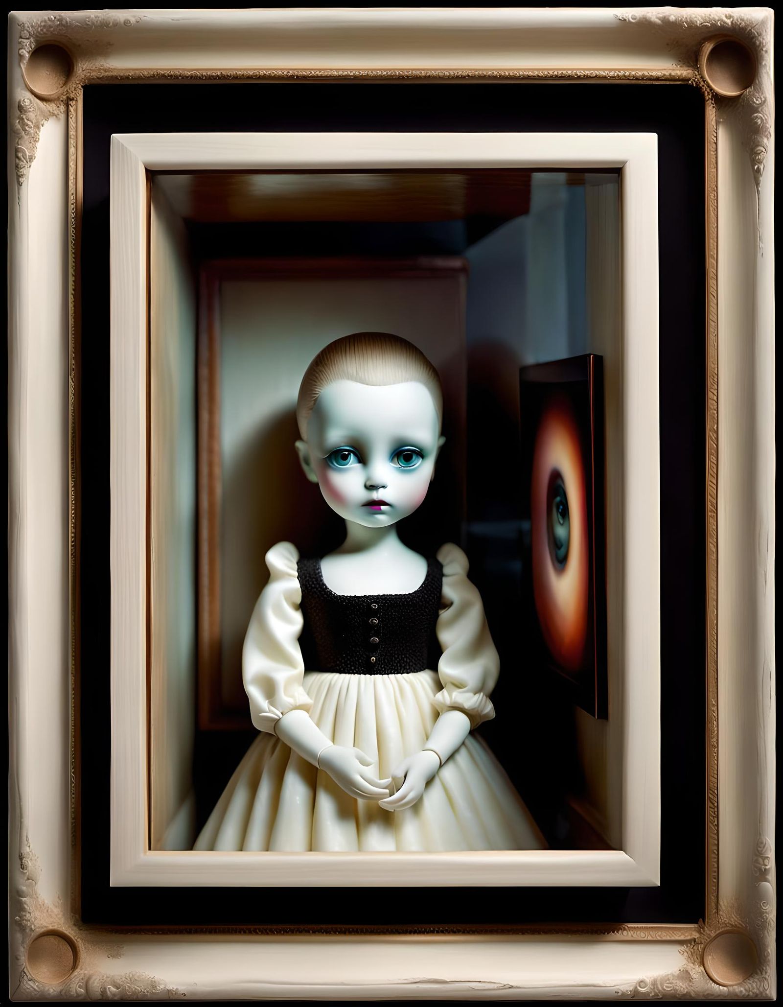 Haunted Gallery: Glass Angel Doll in Infrared Polaroid