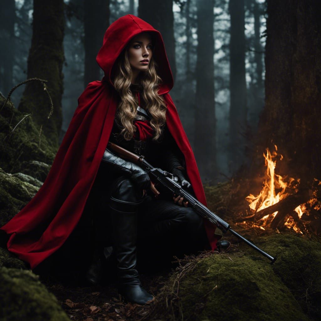 Little Red Riding Hood's Revenge: Dark Fantasy Scene