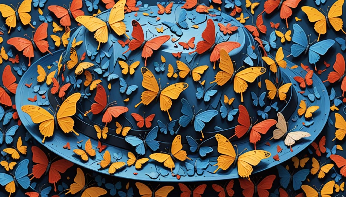 Abstract Hat Crafted from Butterflies