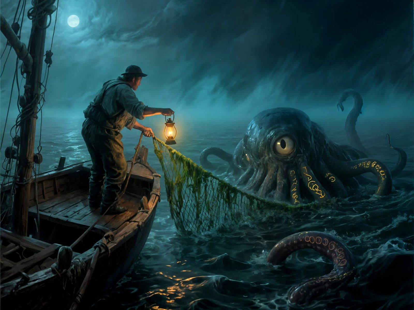 Lone Fisherman Encounters Deep Sea Horror in Foggy Night