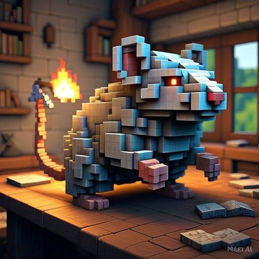 Blocky Rat in a Minecraft World