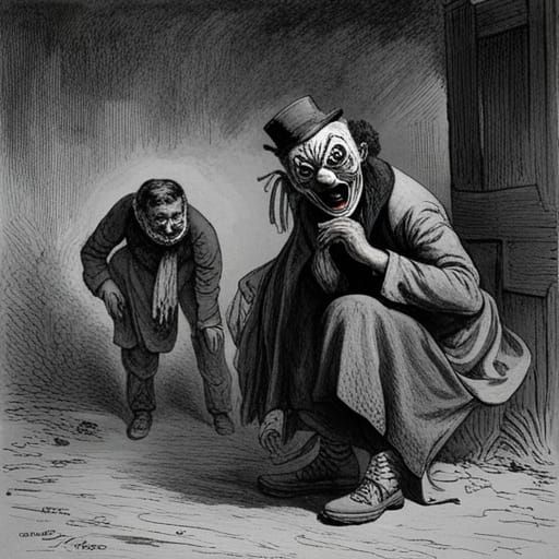 Creepy Clown Horror Scene