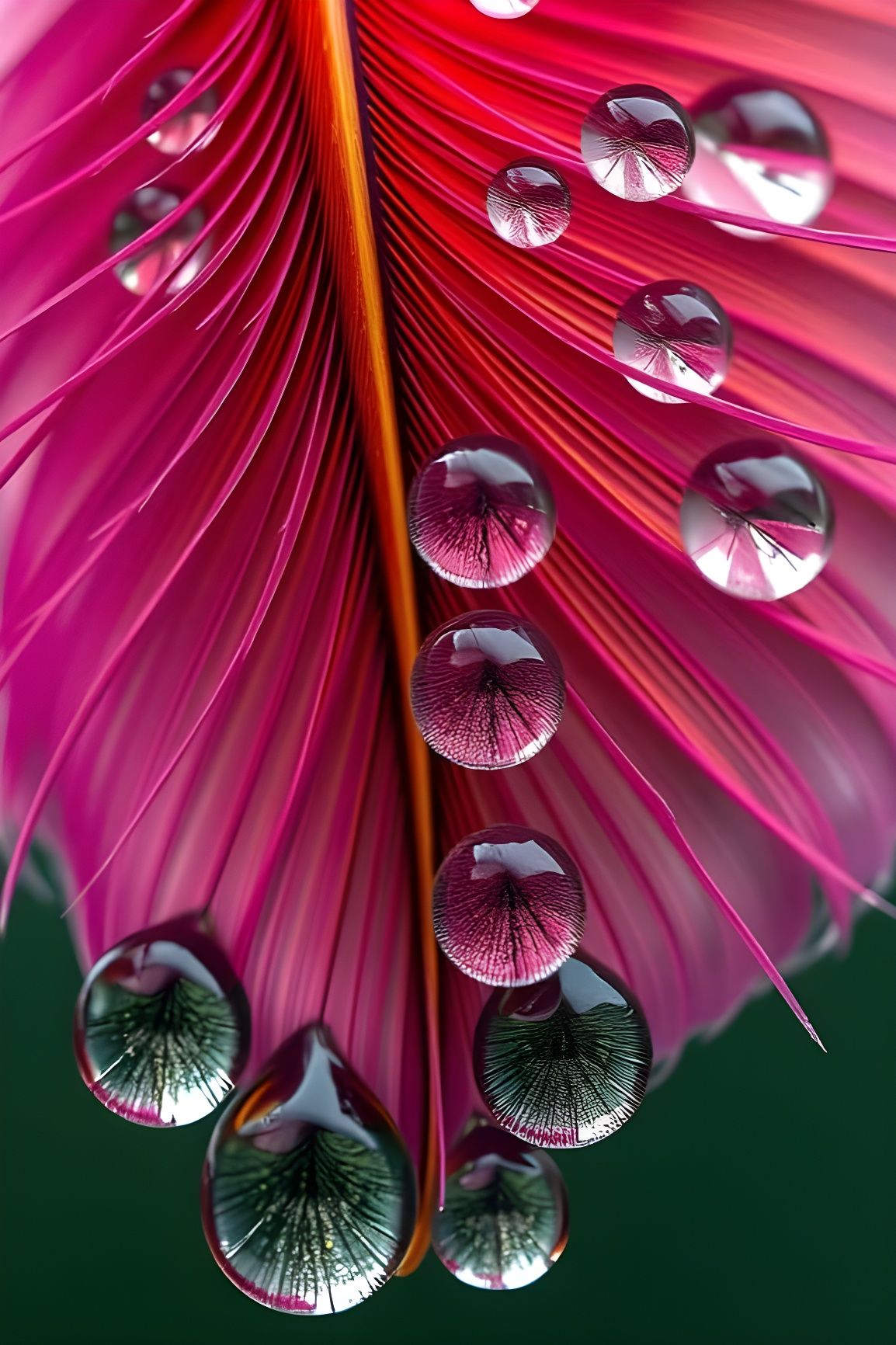 Raindrops Glisten on a Hummingbird Feather