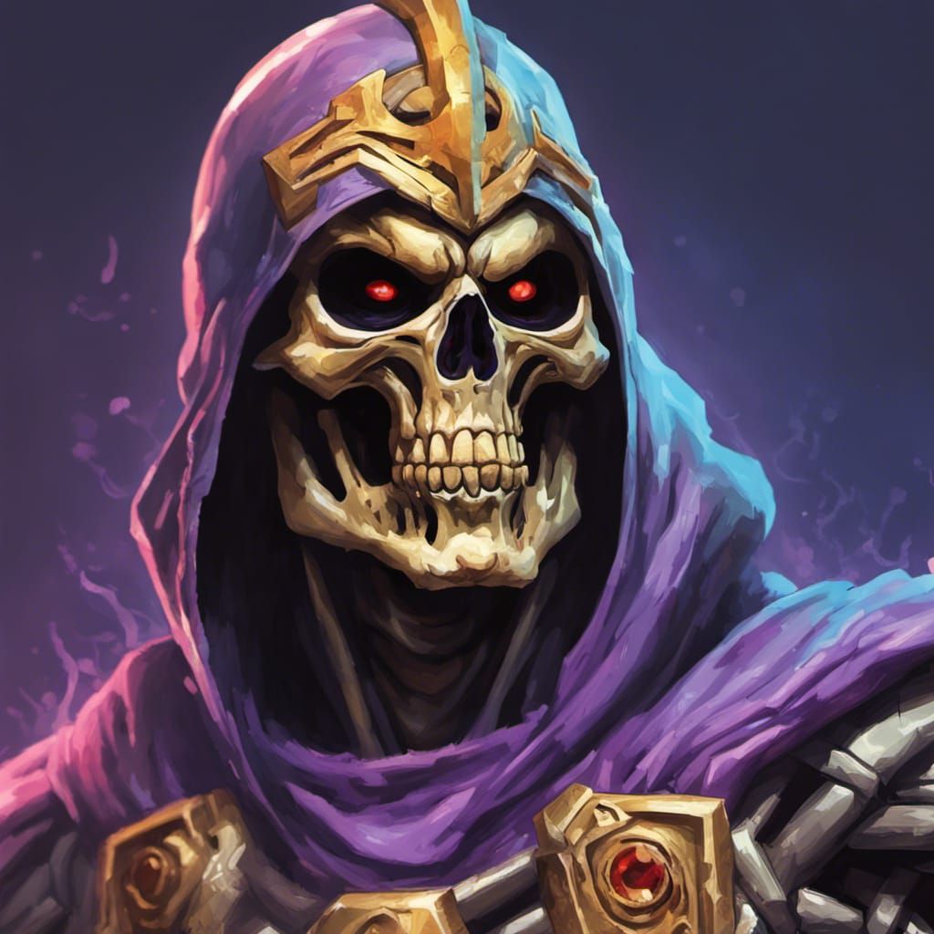 Hyperrealistic Skeletor Splash Art Concept