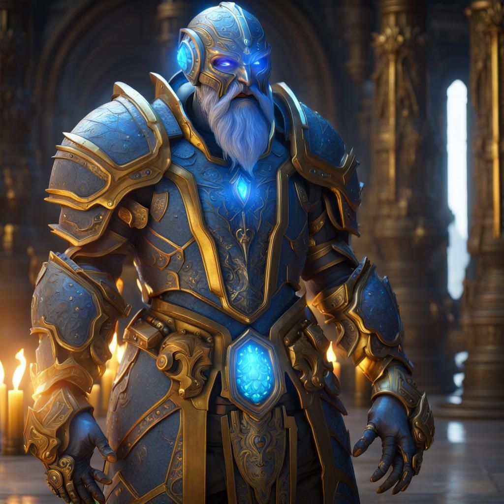 Fantasy Alien Paladin in Gold Armor