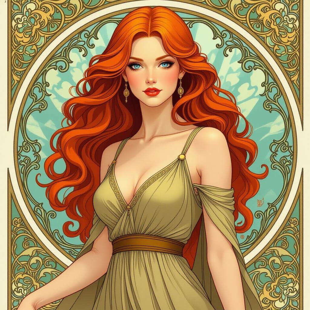 Elegant Aethren Woman with Fiery Hair