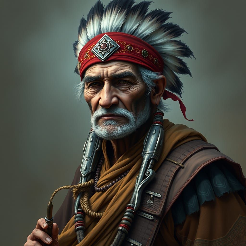 Fantasy Portrait: Elderly Indian Man in National Dress