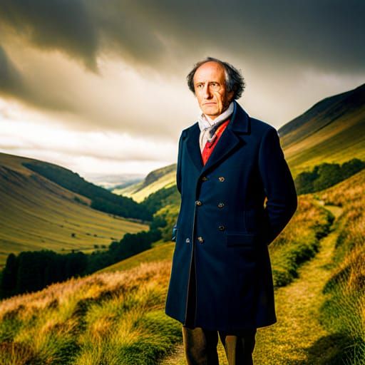 William Wordsworth Portrait in Lake District Landscape