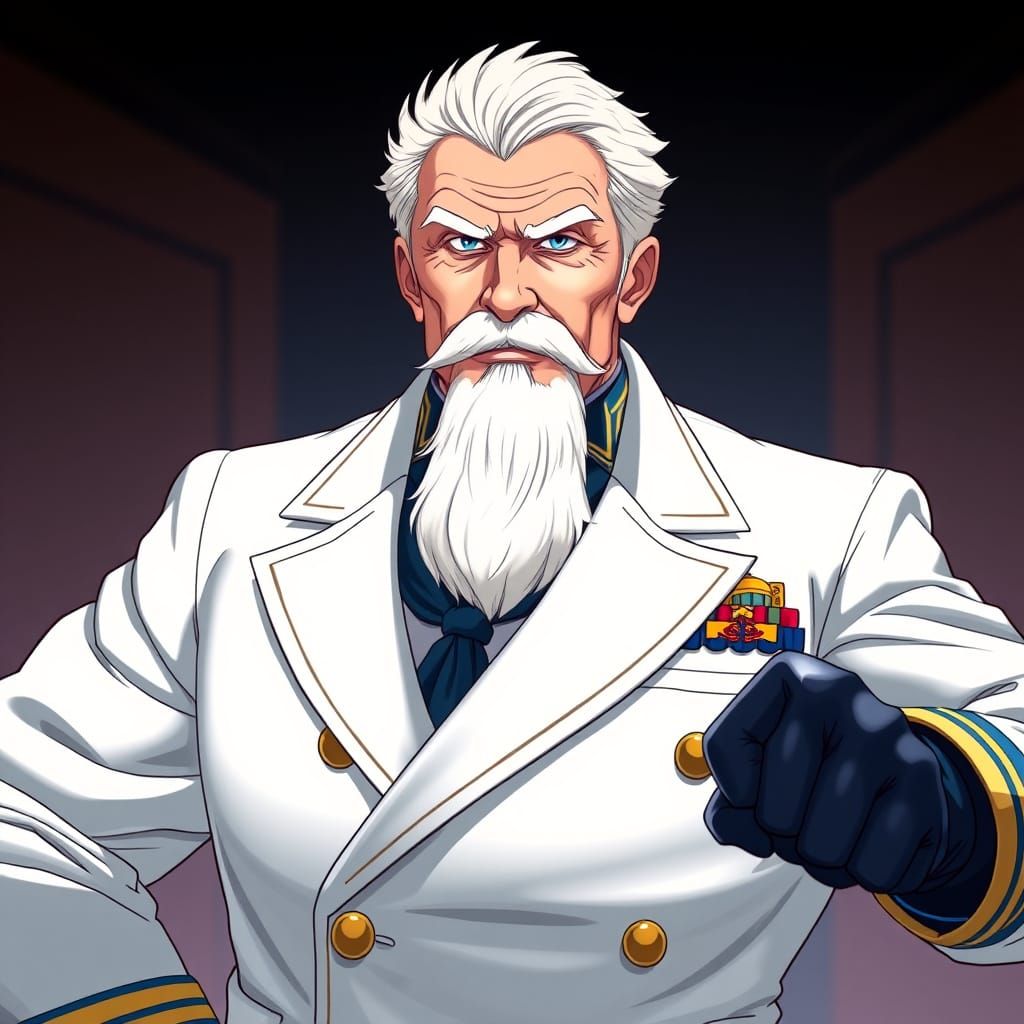 Elder Admiral in Marine Uniform with Cinematic Lighting