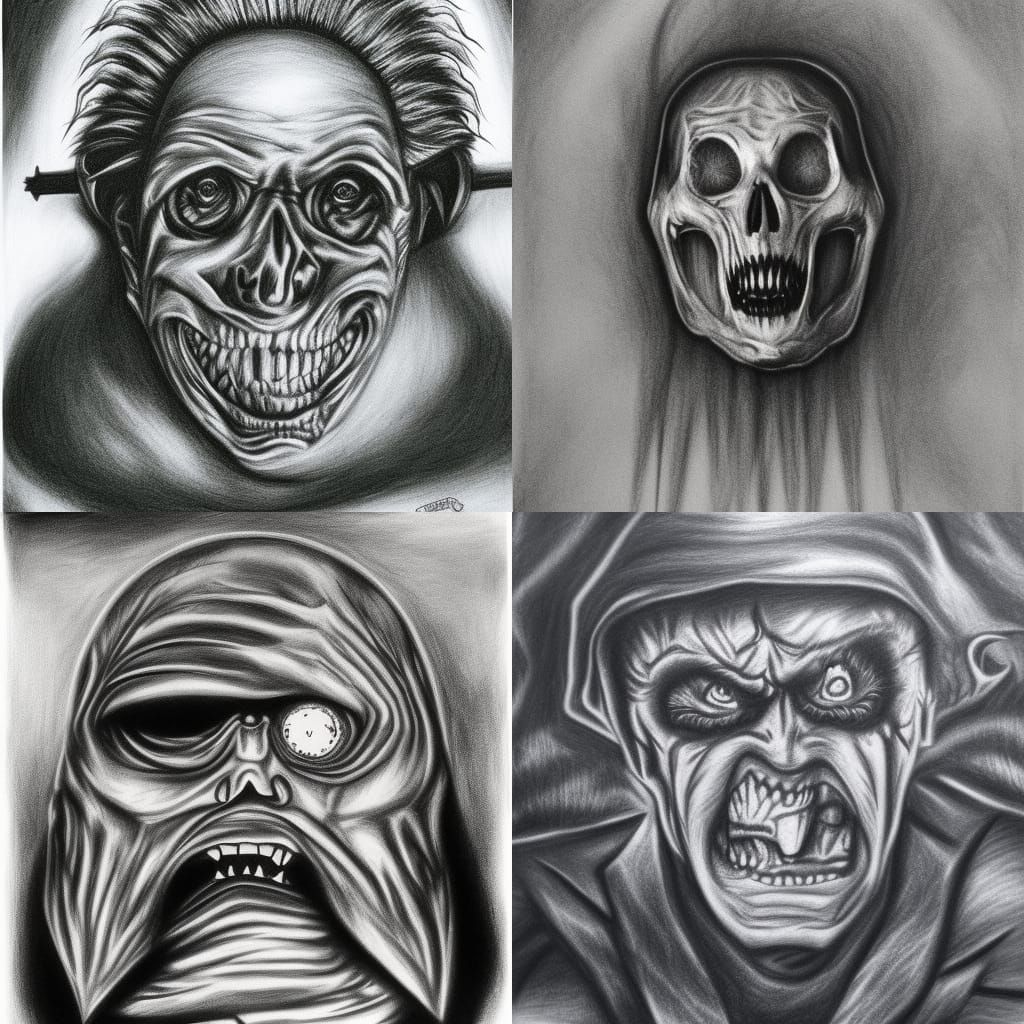 Evil Midnight Hawk: Hyperdetailed Charcoal Drawing