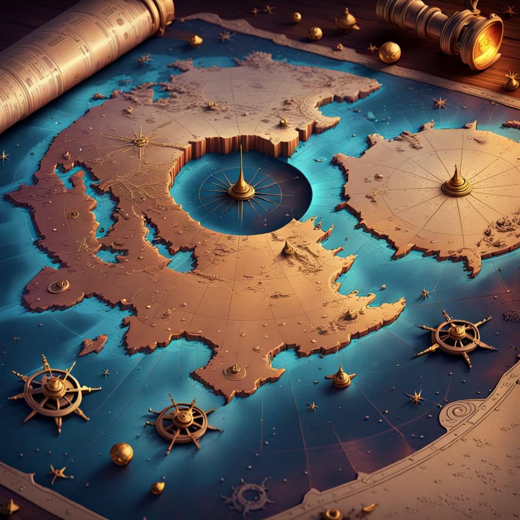 Cosmos Treasure Map in 3D Render Style