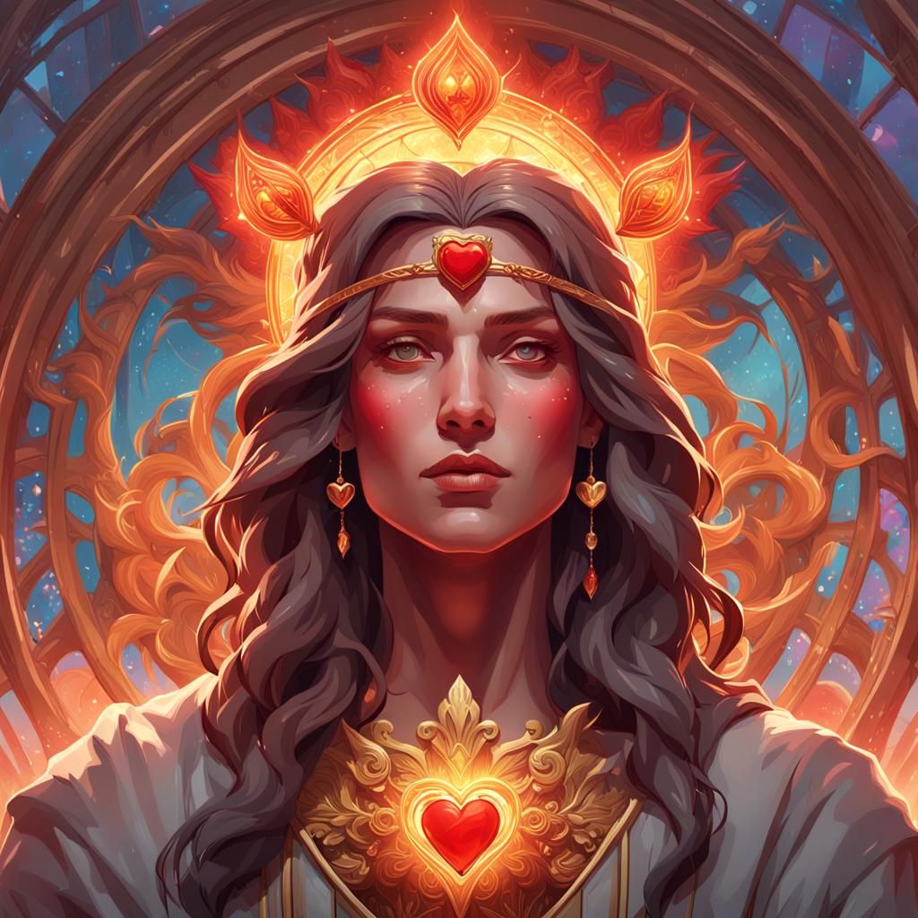 Sacred Heart Solar Portrait in Art Nouveau Style