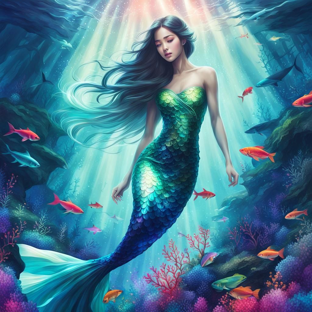 Fantasy Mermaid in Digital Art Style