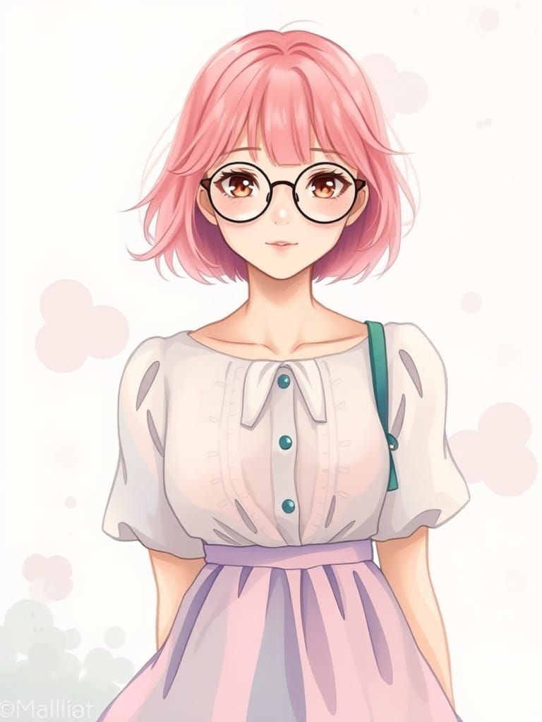 Gentle Anime Girl with Soft Pink Hair and Whimsical Style
