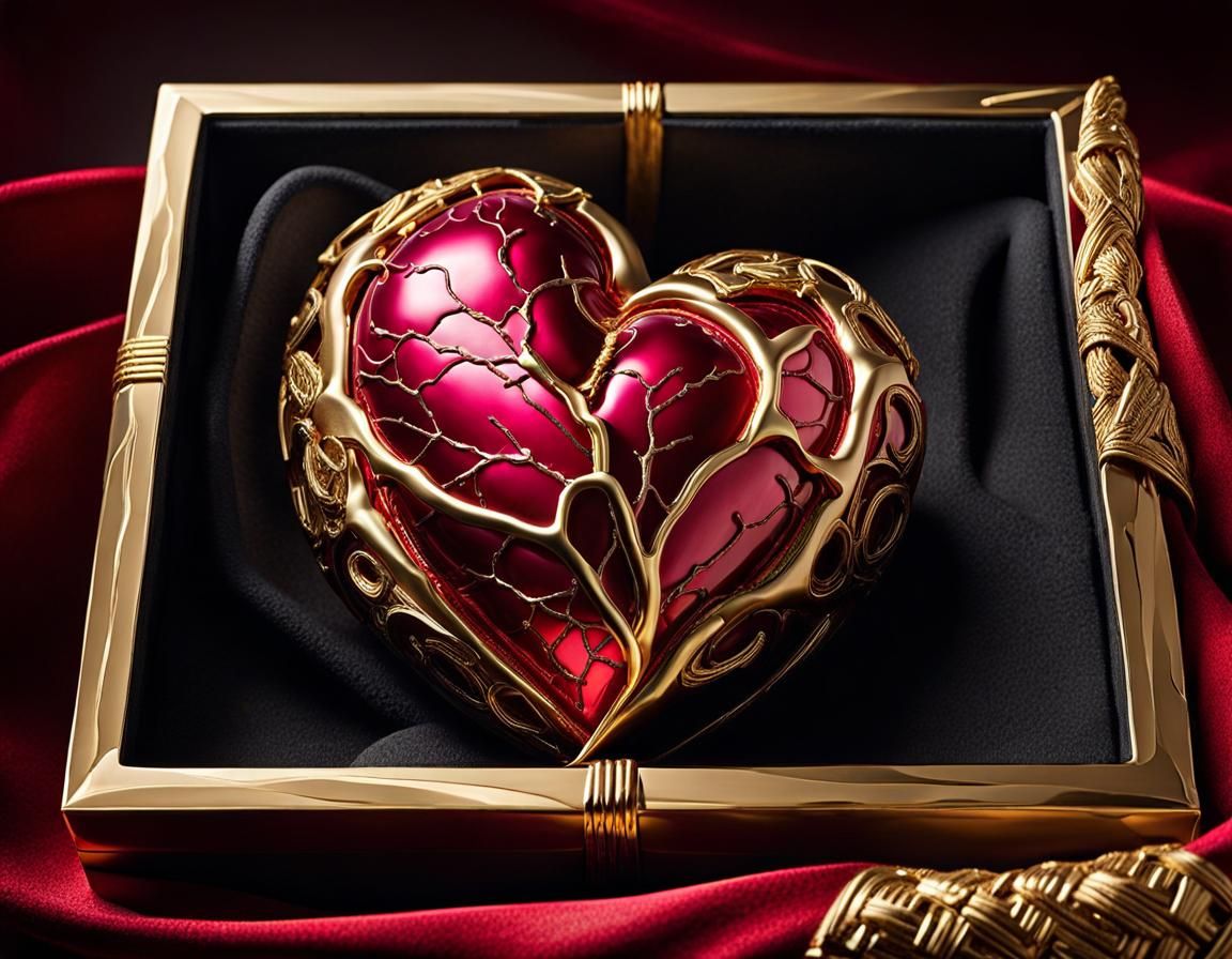 Kintsugi Heart: Gold-Lacquered Ceramic Art