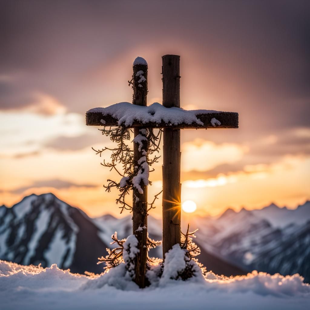 Snowy Mountain Summit at Sunrise, Professional Photography