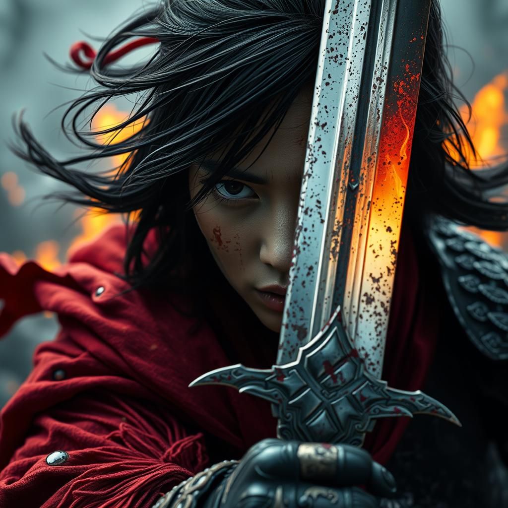 Mulan in Battle: Gothic Cinematic Digital Art