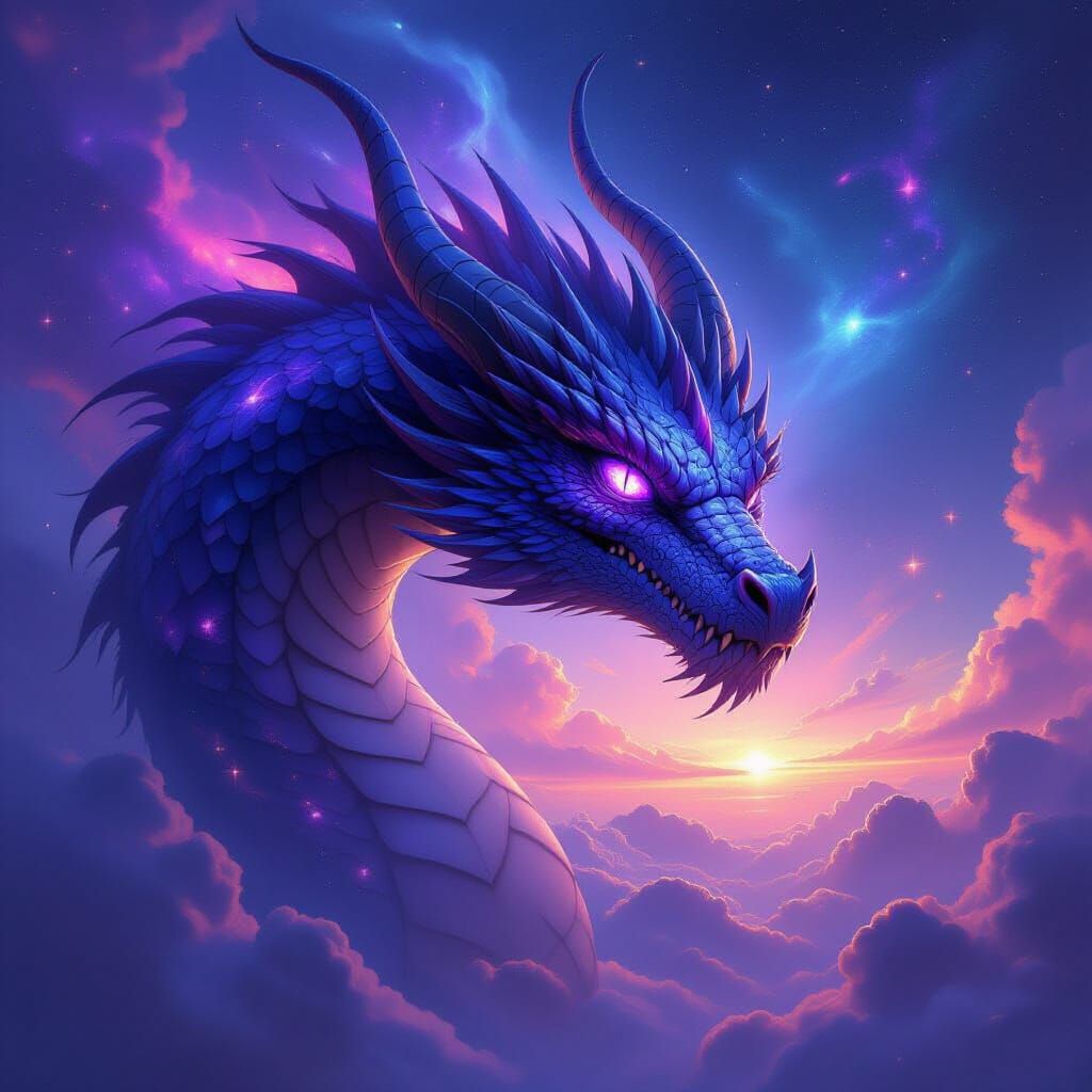 Cosmic Dragon in Endless Space - Dark Fantasy Art