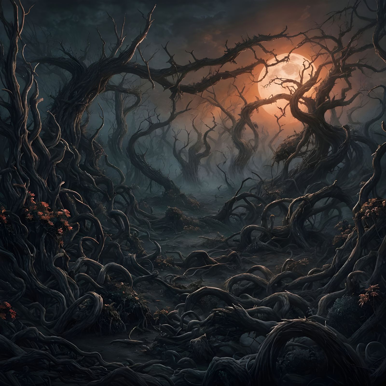 Eerie Moonlit Garden of Carnivorous Plants