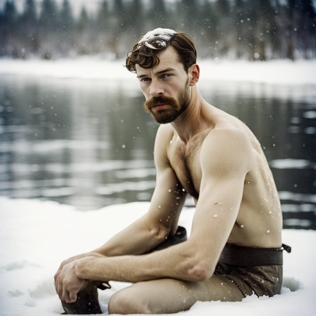 Tsar Nicholas in a lake