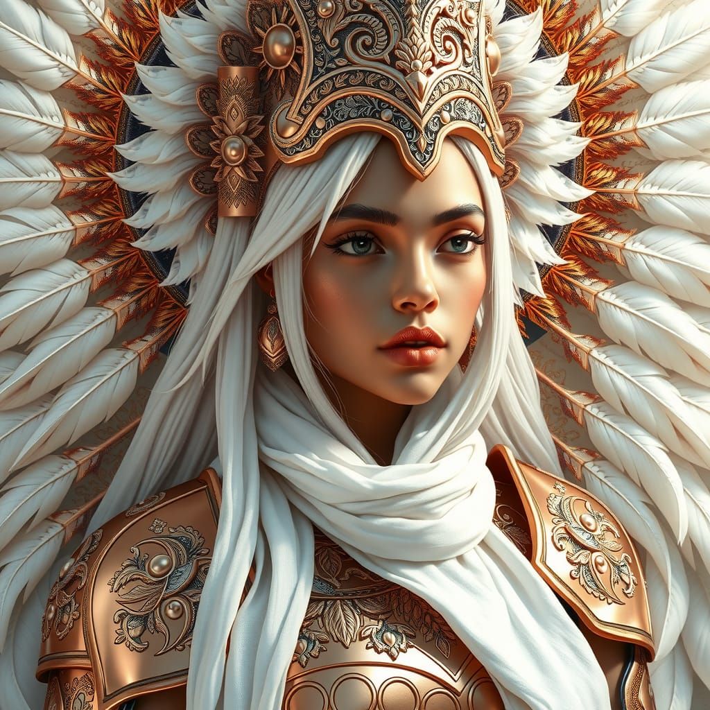 Ethereal Orisha in Rose Gold Armor