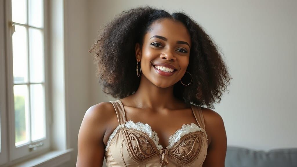 Ethnic Woman in Vintage Corset, Photorealistic Style