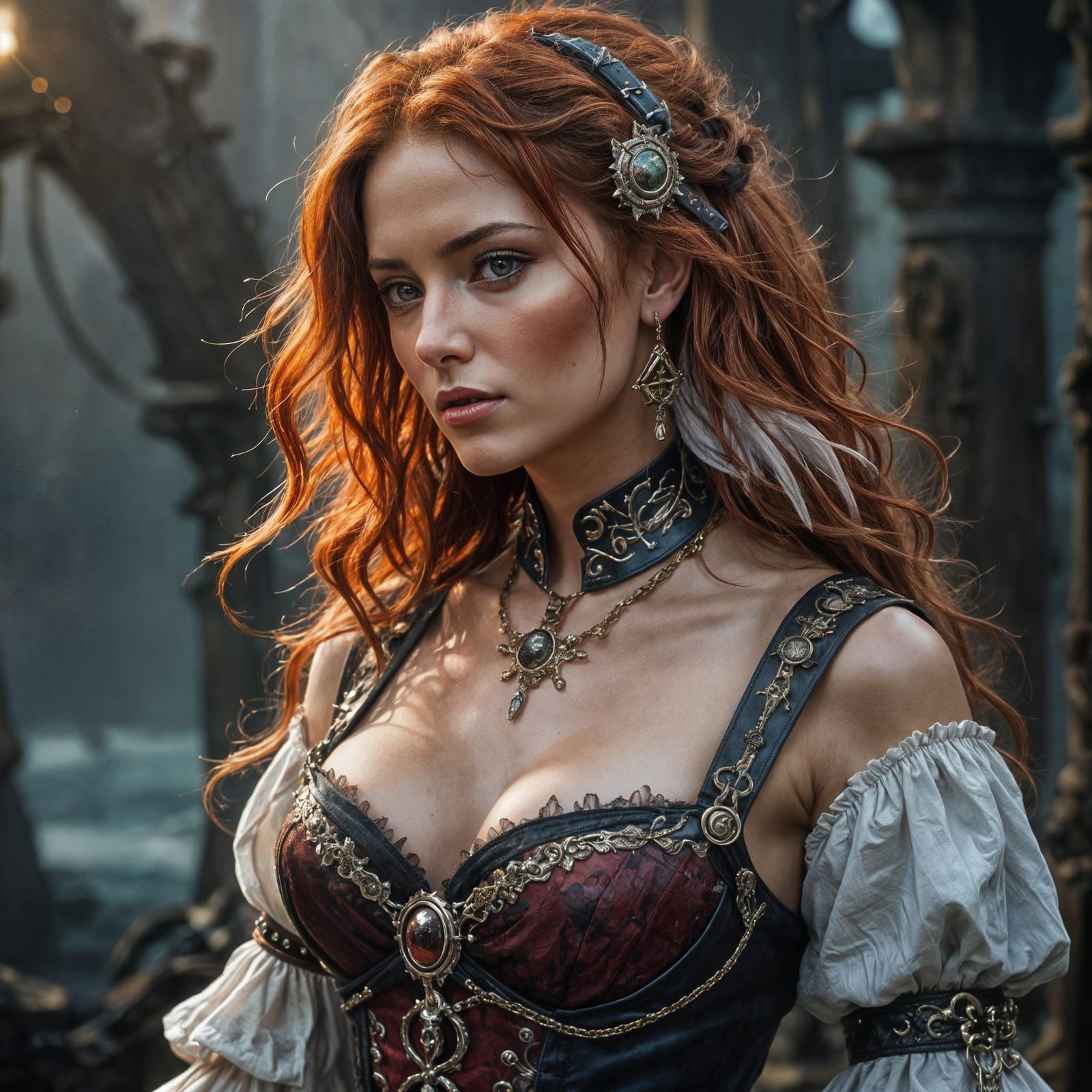 Pirate Woman Portrait in Hyperdetailed Style