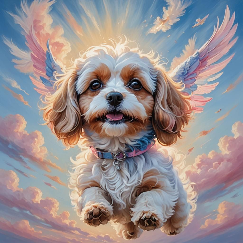 Cavachon's Joyful Flight in Dreamlike Portrait