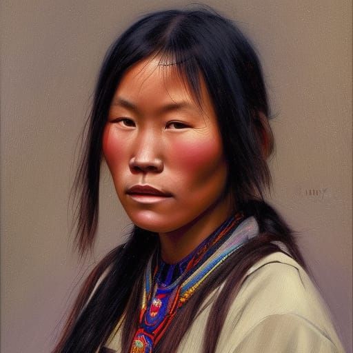 Alaskan Yu’rik Woman Portrait in Oil Paint