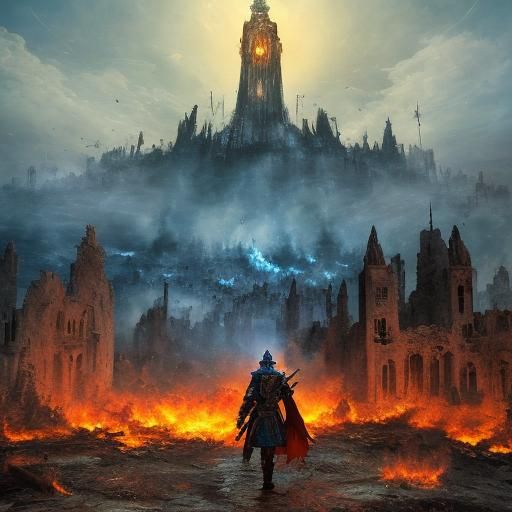 Ukrainian Warrior Stands Defiant in Burning Village