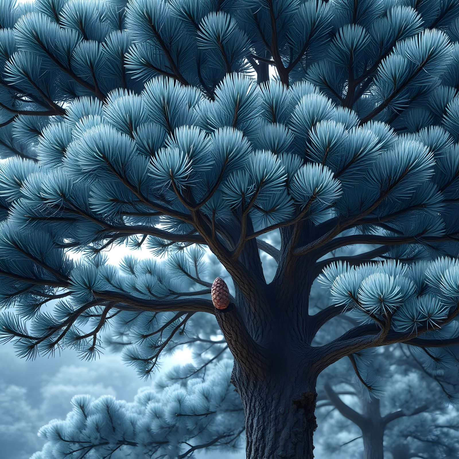Majestic Scots Pine Tree in Hyper-Realistic Style