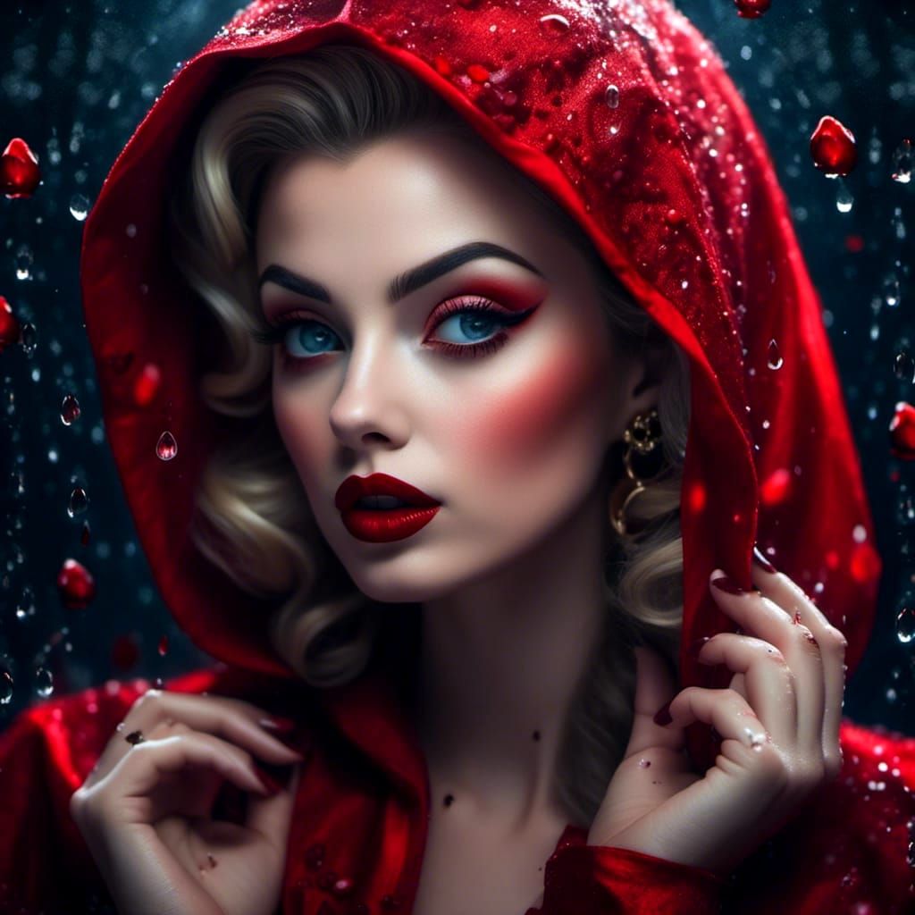 Red Riding Hood Pin-Up in Film Noir Style