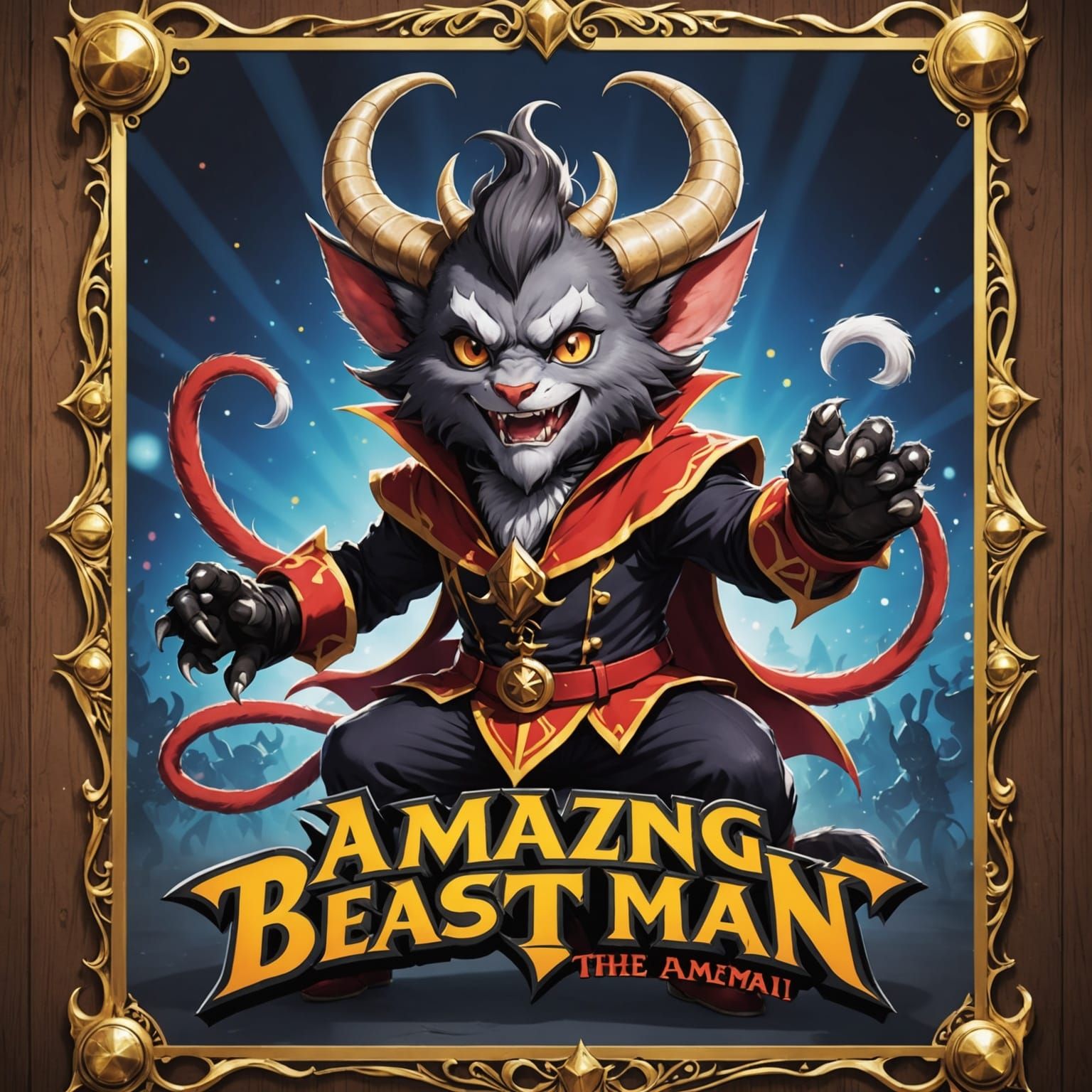 The Amazing Beast Man in Vibrant Circus Art