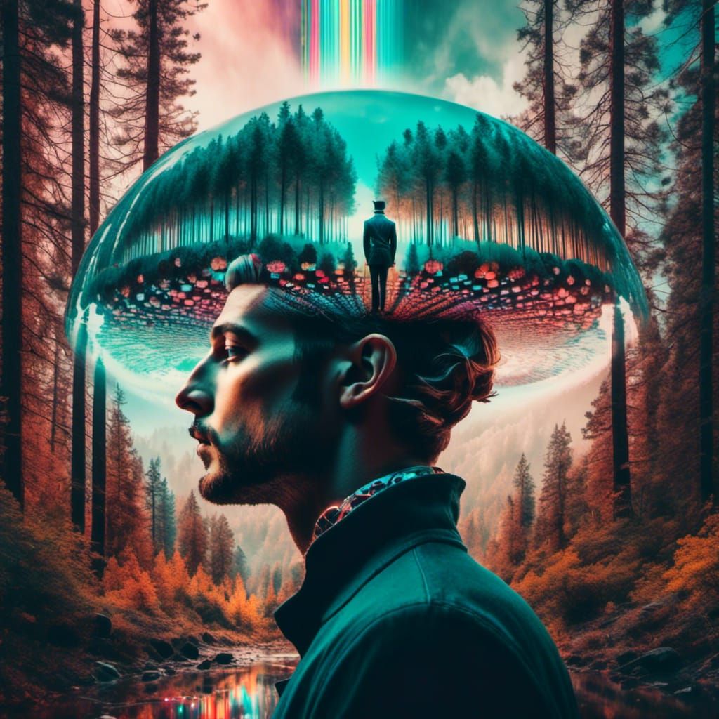 Man in Alternate Dimension: Glitch Art Portrait