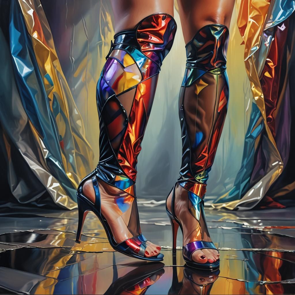 Woman in High Heels: A Fantasy Oil Painting