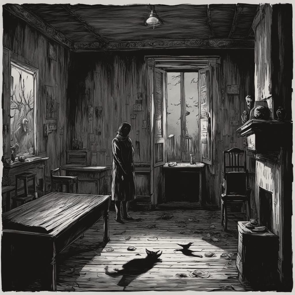 Disturbing Surrealist Portrait of a Frightened Woman