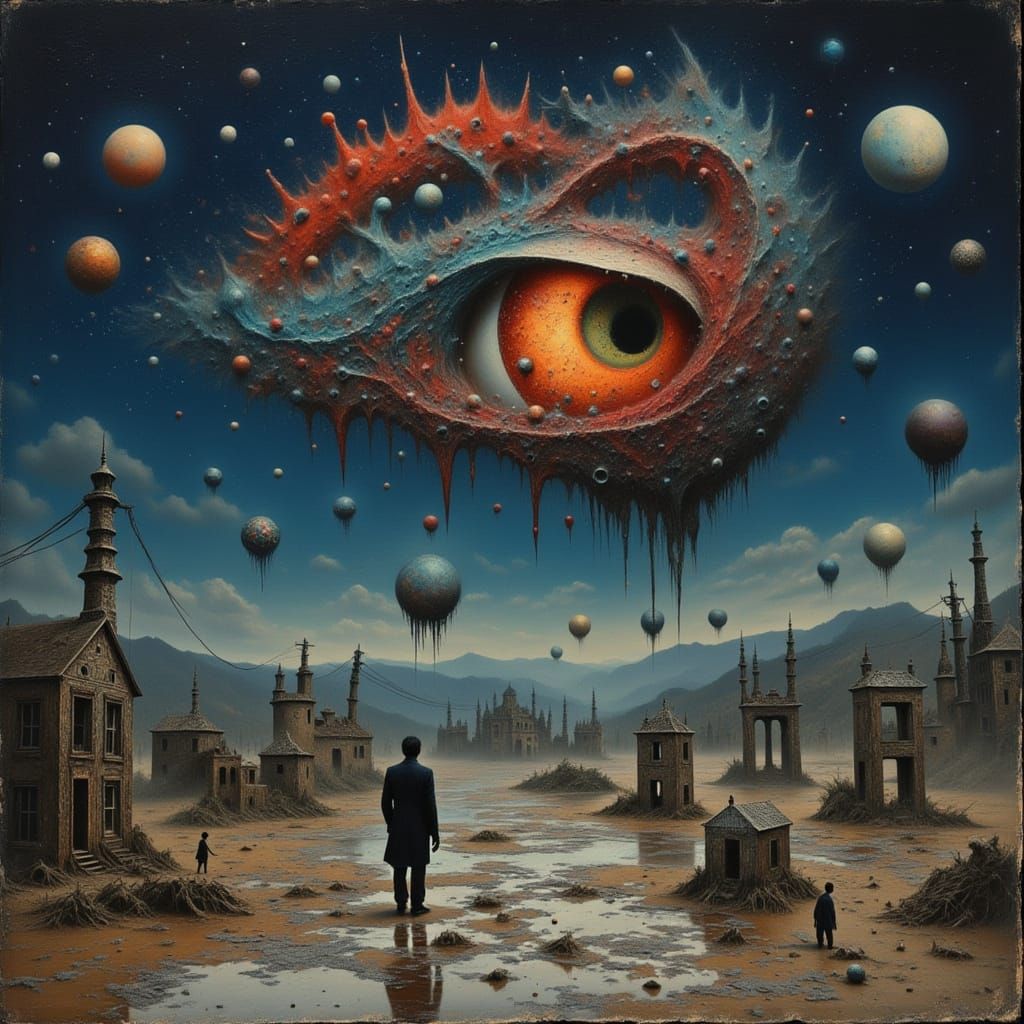 Surreal Melting Landscape in Grimdark Baroque Style