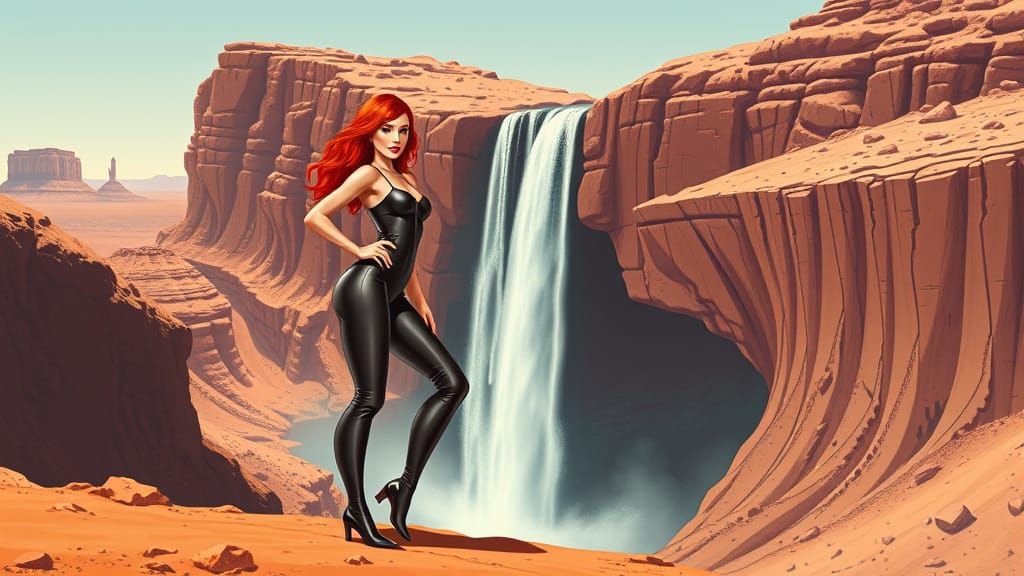 Retro Pin-Up Girl on Martian Mesa
