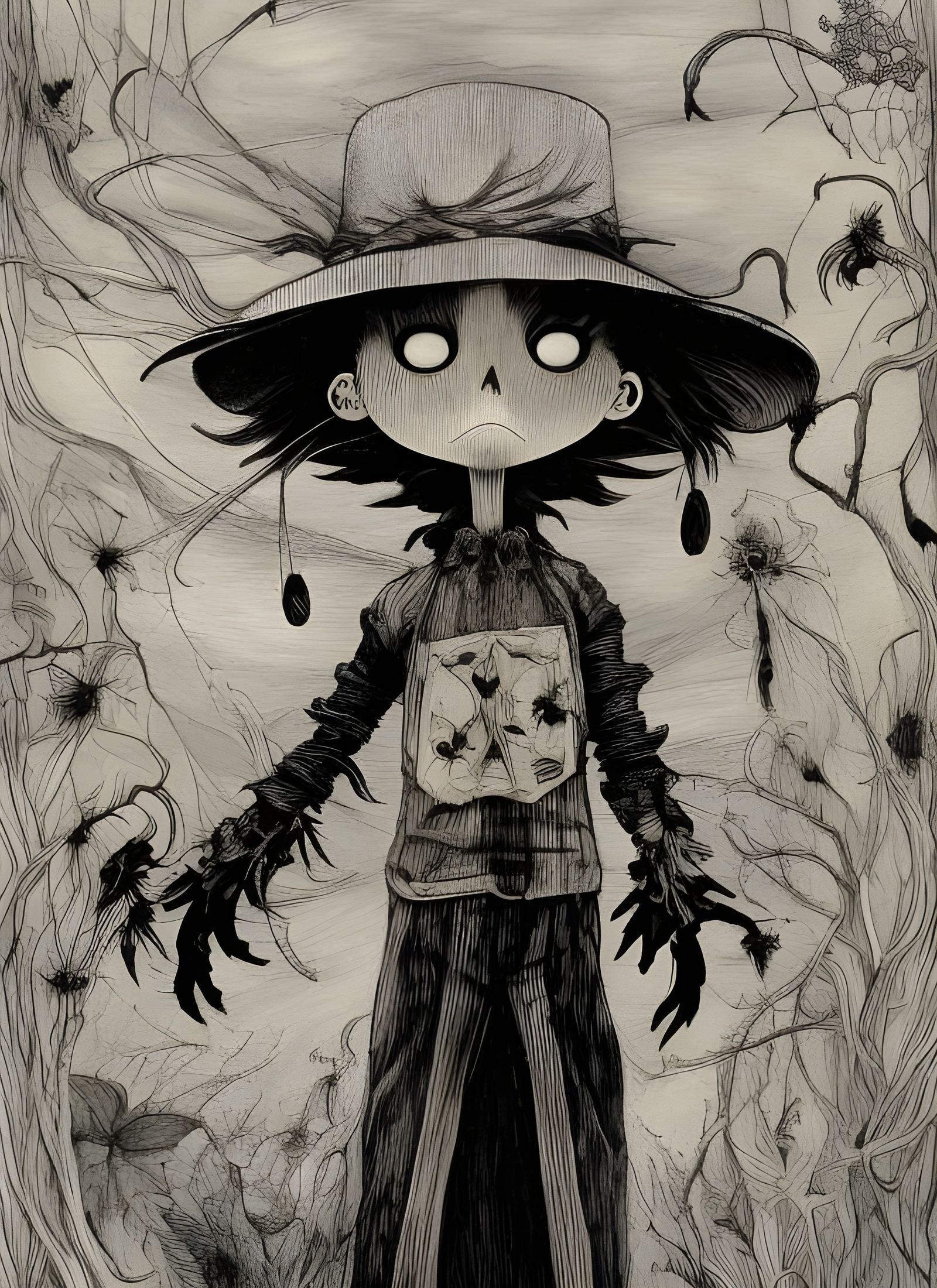 Intricate Scarecrow Horror Art
