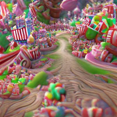 Melting Gingerbread House in Candyland Dreamscape