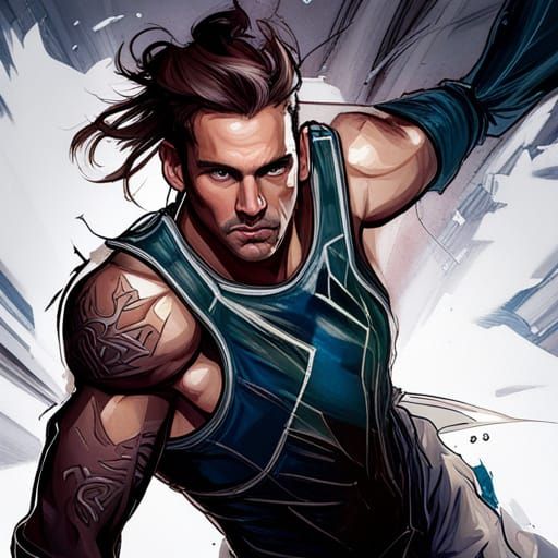 Fierce Hockey Player Trading Card in Art Nouveau Style