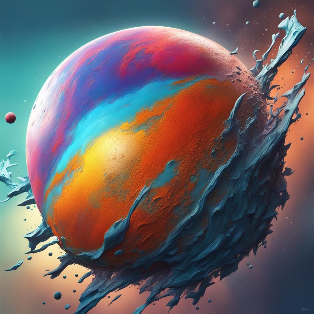 Hyperrealistic Planet as Colorful Splash Art