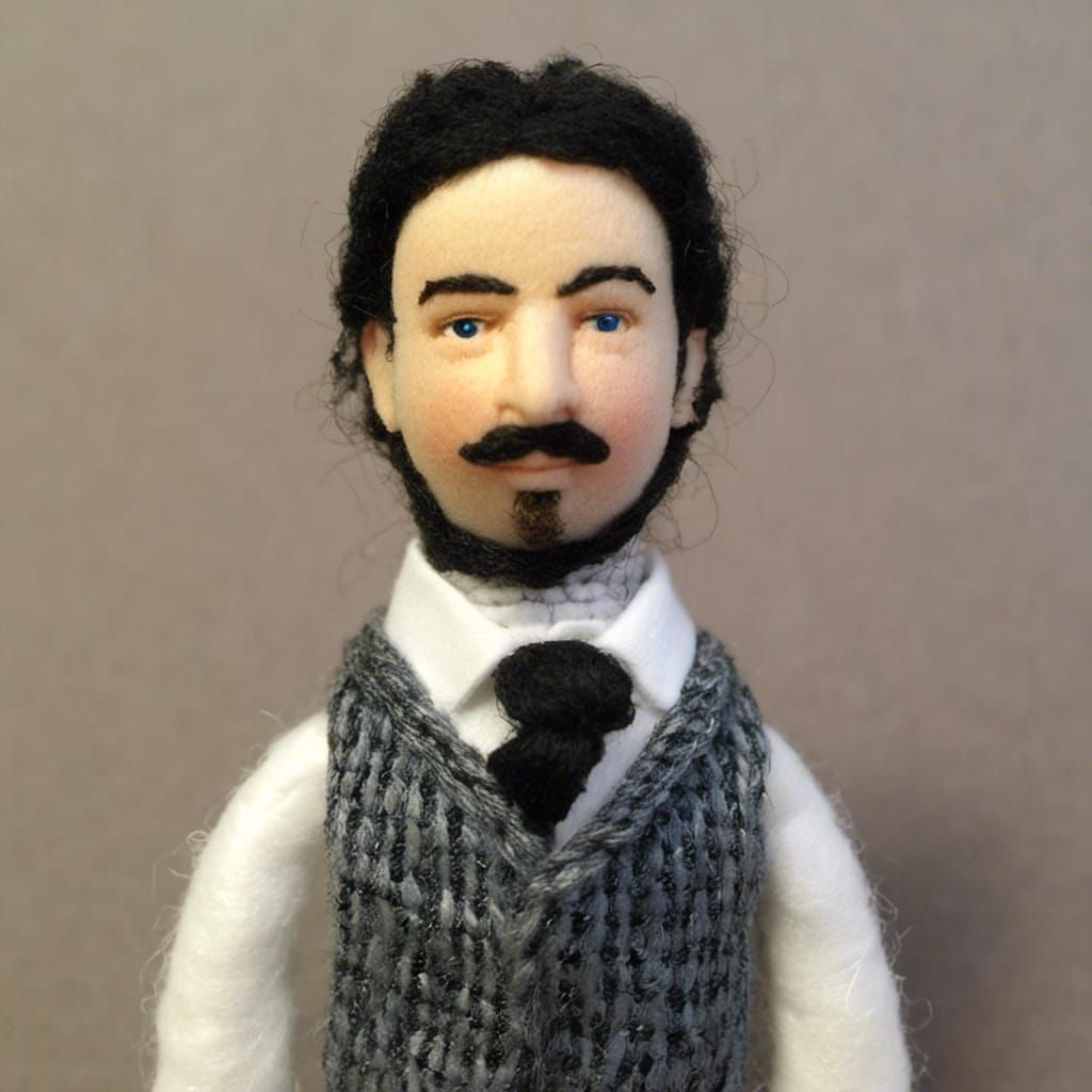 Detailed Portrait of a Wool Puppet Toy