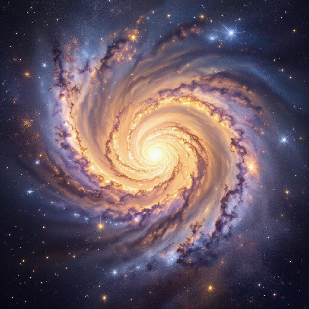 Realistic Spiral Galaxy in Deep Space Astrophotography