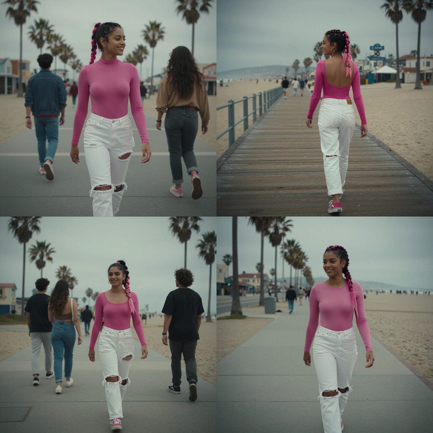 Punk Girl on Venice Beach Boardwalk